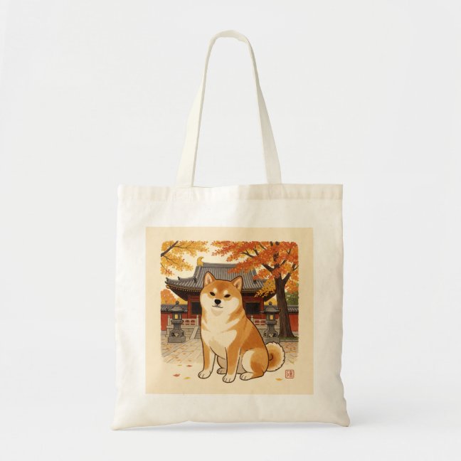 Shiba Golden Autumn Temple Tote Bag