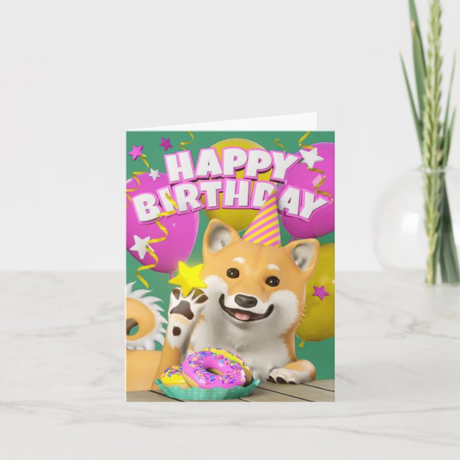 Shiba Happy Birthday Card (Front)