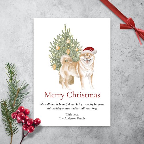 Shiba Inu and Christmas Tree Pet Dog Holiday Card