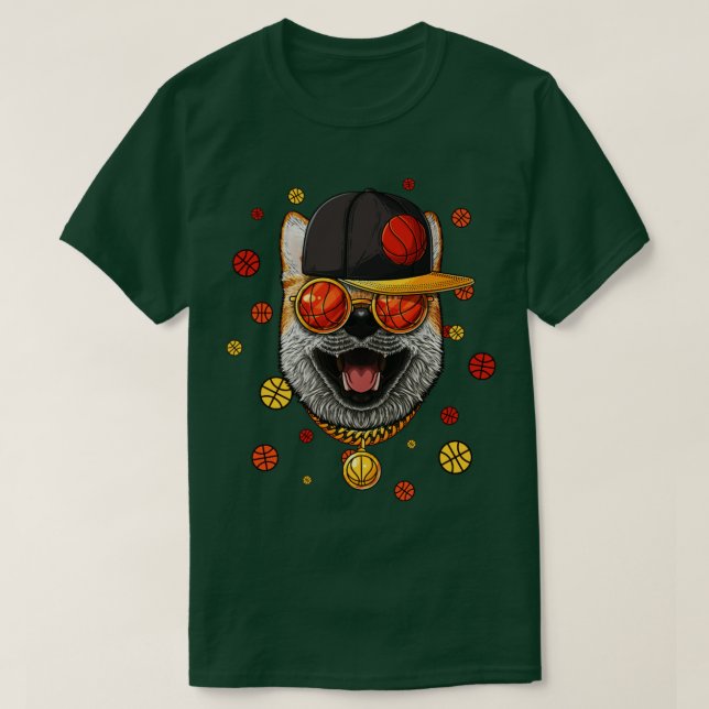 Shiba Inu Basketball Dog Bball Player Coach Sports T-Shirt (Design Front)