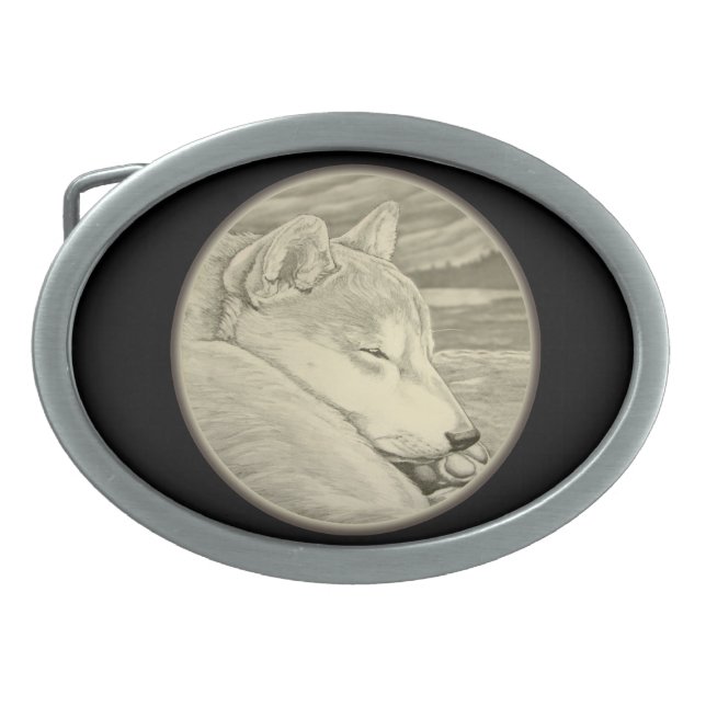 Shiba Inu  Belt Buckle Sleeping Dog Belt Buckle (Front)