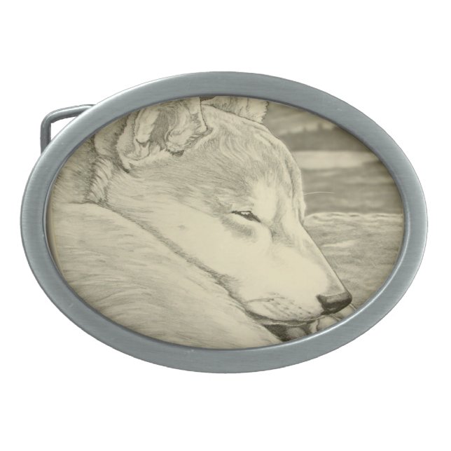 Shiba Inu  Belt Buckle Sleeping Dog Belt Buckle (Front)