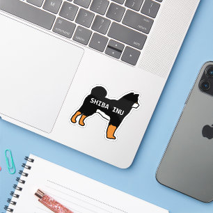 shiba inu black and tan name silhouette sticker