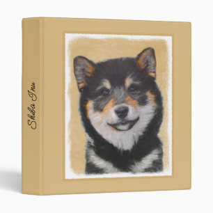 Shiba Inu (Black and Tan) Painting - Dog Art 3 Rin Ring Binder