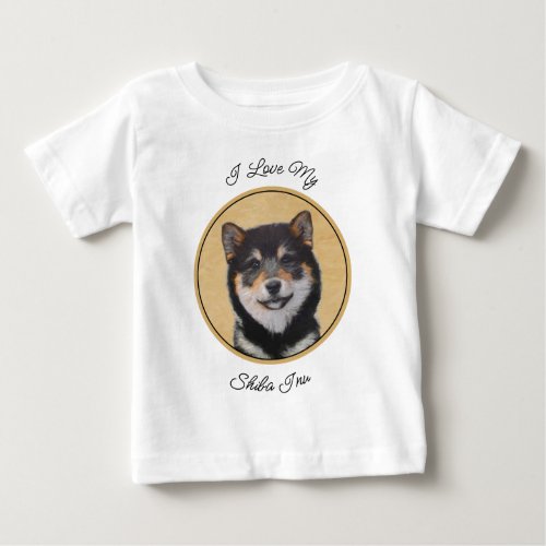 Shiba Inu Black and Tan Painting _ Dog Art Baby T_Shirt