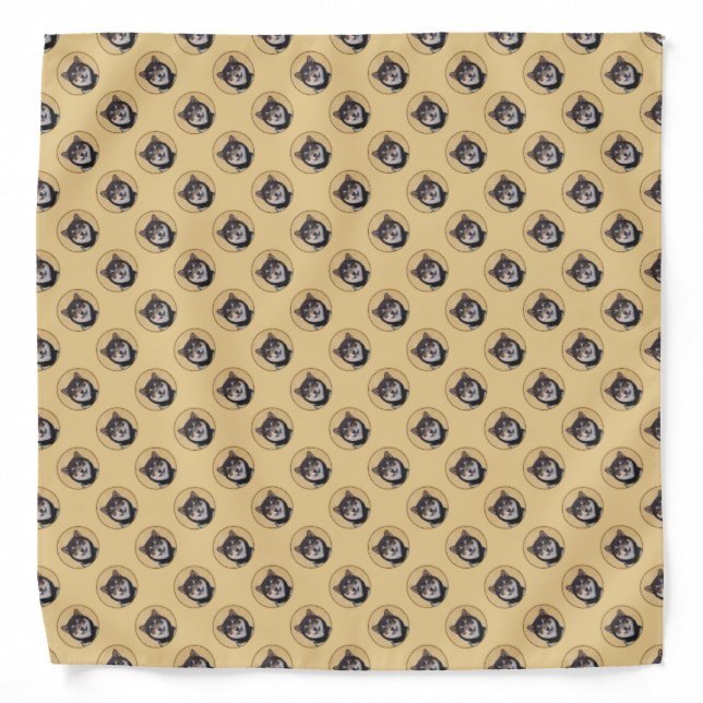 Shiba Inu (Black and Tan) Painting - Dog Art Bandana (Front)