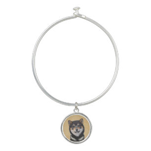 Shiba Inu (Black and Tan) Painting - Dog Art Bangle Bracelet