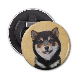 Shiba Inu (Black and Tan) Painting - Dog Art Bottle Opener