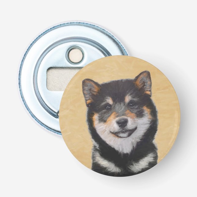Shiba Inu (Black and Tan) Painting - Dog Art Bottle Opener (Front)