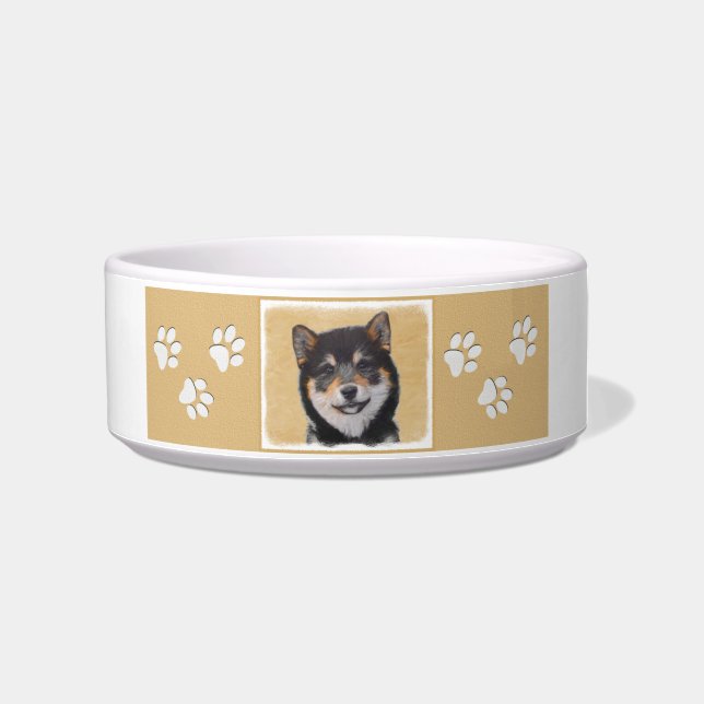Shiba Inu (Black and Tan) Painting - Dog Art Bowl (Right)