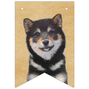 Shiba Inu (Black and Tan) Painting - Dog Art Bunting Flags