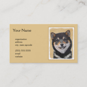 Shiba Inu (Black and Tan) Painting - Dog Art Business Card
