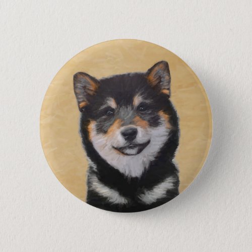 Shiba Inu Black and Tan Painting _ Dog Art Button