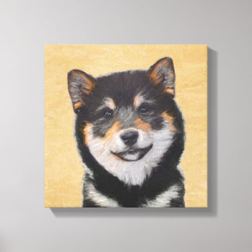 Shiba Inu Black and Tan Painting _ Dog Art Canvas Print
