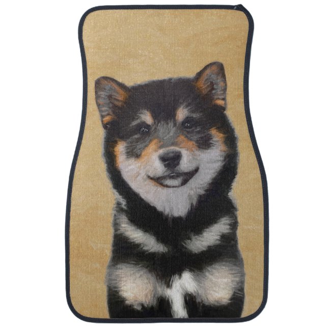 Shiba Inu (Black and Tan) Painting - Dog Art Car Floor Mat (Front)