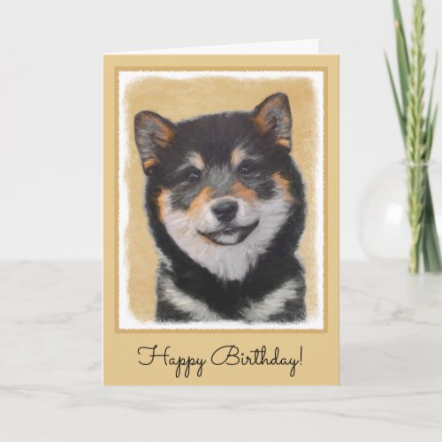 Shiba Inu Black and Tan Painting _ Dog Art Card