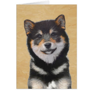 Shiba Inu (Black and Tan) Painting - Dog Art Cards