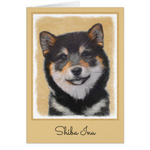 Shiba Inu (Black and Tan) Painting - Dog Art Cards