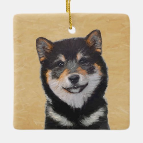 Shiba Inu Black and Tan Painting _ Dog Art Ceramic Ornament