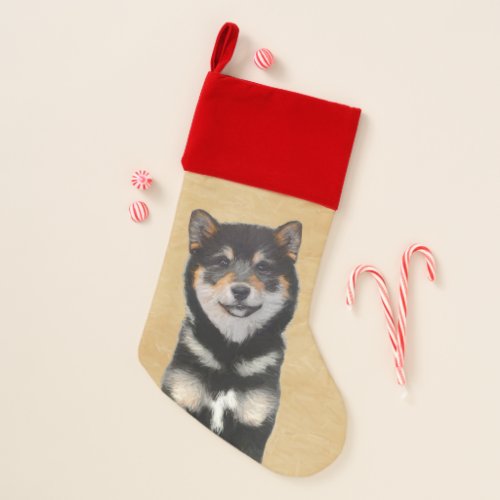 Shiba Inu Black and Tan Painting _ Dog Art Christmas Stocking