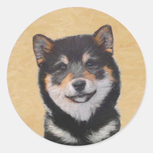 Shiba Inu Black and Tan Painting _ Dog Art Classic Round Sticker