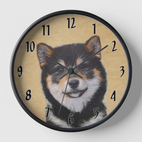 Shiba Inu Black and Tan Painting _ Dog Art Clock