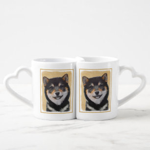 Shiba Inu (Black and Tan) Painting - Dog Art Coffee Mug Set