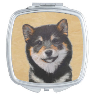 Shiba Inu (Black and Tan) Painting - Dog Art Compact Mirror