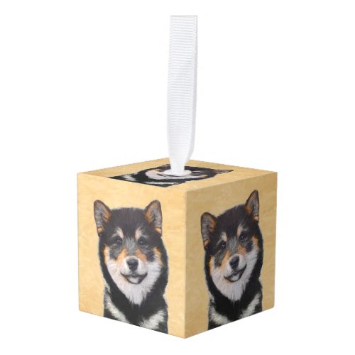 Shiba Inu Black and Tan Painting _ Dog Art Cube Ornament