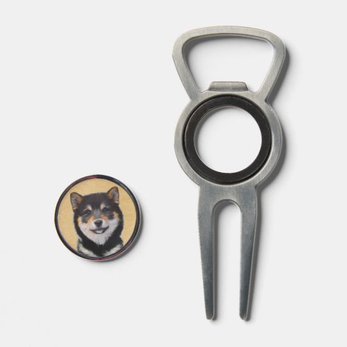 Shiba Inu Black and Tan Painting _ Dog Art Divot Tool