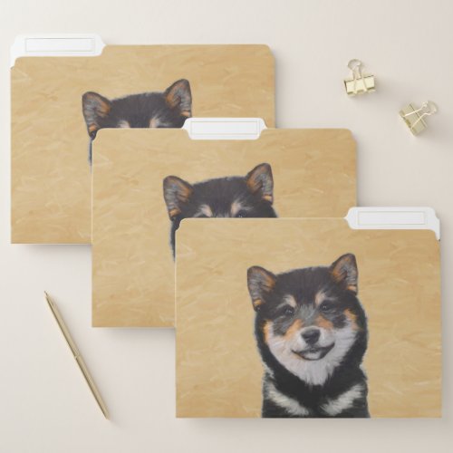 Shiba Inu Black and Tan Painting _ Dog Art File Folder