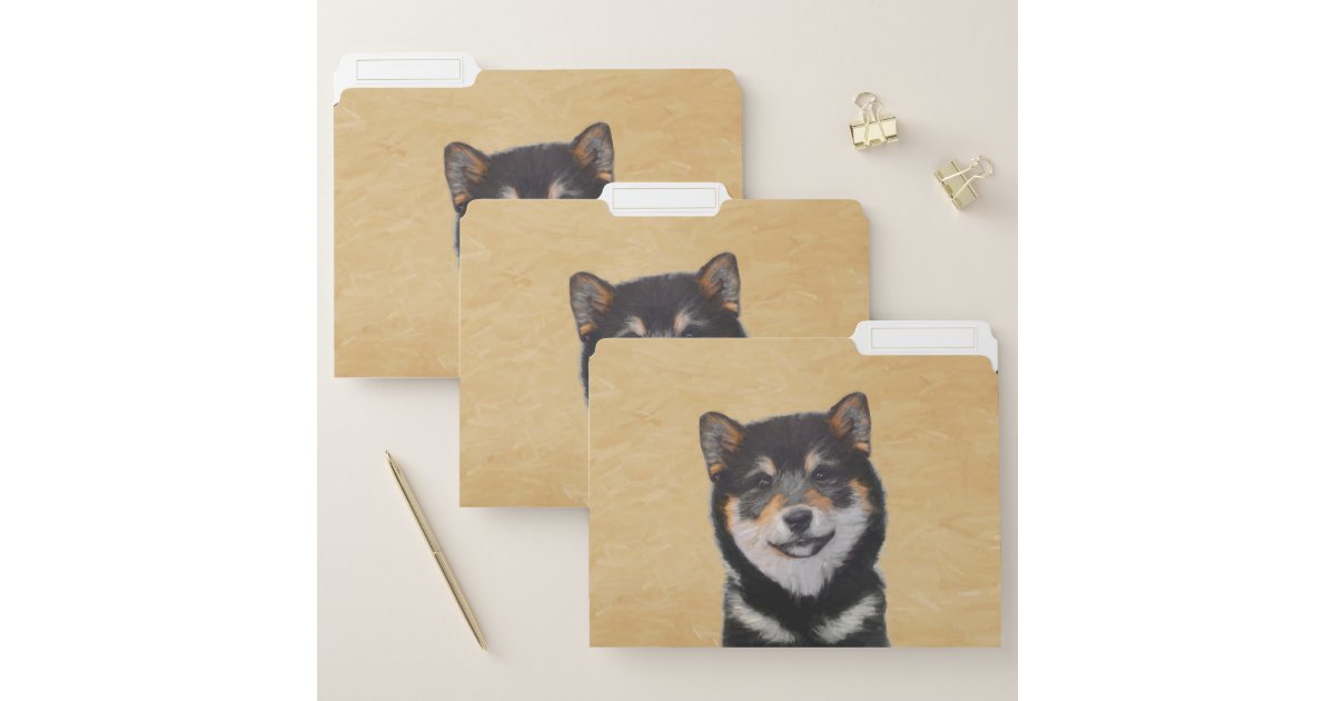 Shiba Inu Black And Tan Painting Dog Art File Folder Zazzle Com