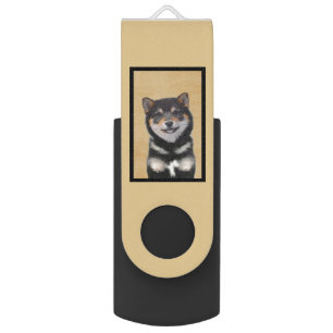 Shiba Inu (Black and Tan) Painting - Dog Art Flash Drive