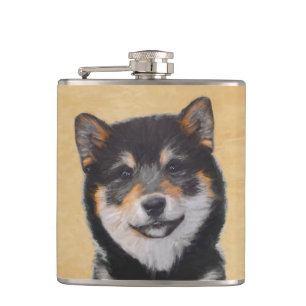 Shiba Inu (Black and Tan) Painting - Dog Art Flask