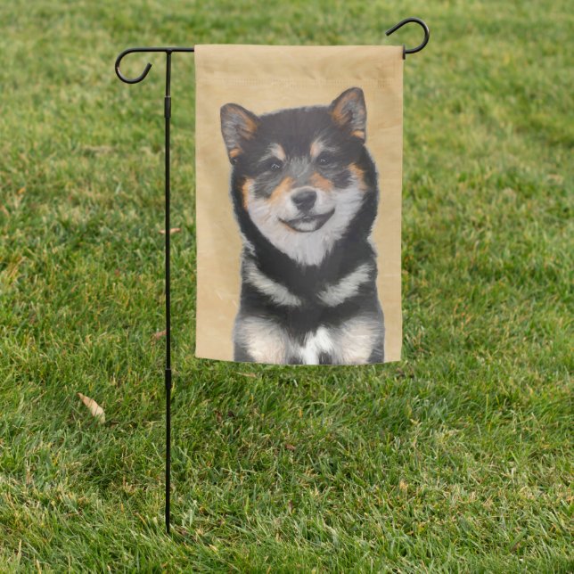 Shiba Inu (Black and Tan) Painting - Dog Art Garden Flag (In SItu)