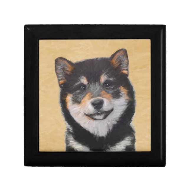 Shiba Inu (Black and Tan) Painting - Dog Art Gift Box (Front)