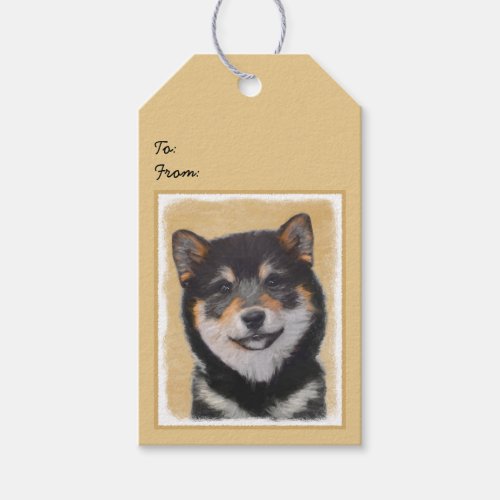 Shiba Inu Black and Tan Painting _ Dog Art Gift Tags