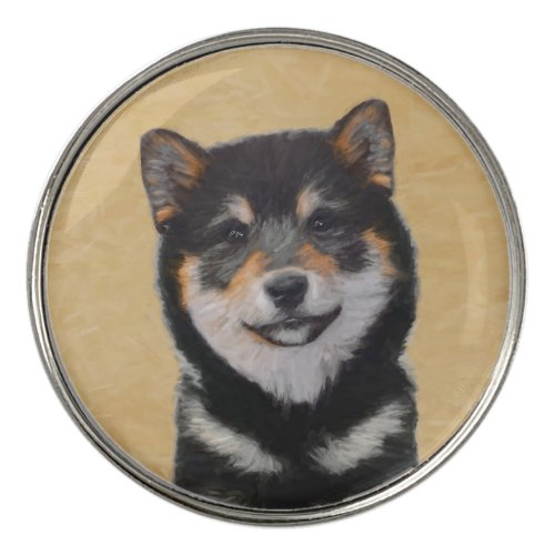 Shiba Inu Black and Tan Painting _ Dog Art Golf Ball Marker