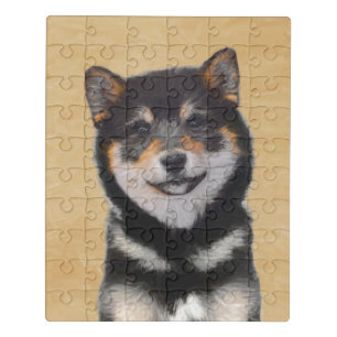 Shiba Inu (Black and Tan) Painting - Dog Art Jigsaw Puzzle