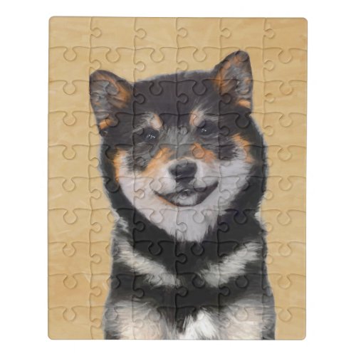 Shiba Inu Black and Tan Painting _ Dog Art Jigsaw Puzzle