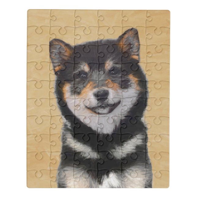 Shiba Inu (Black and Tan) Painting - Dog Art Jigsaw Puzzle (Puzzle Vertical)