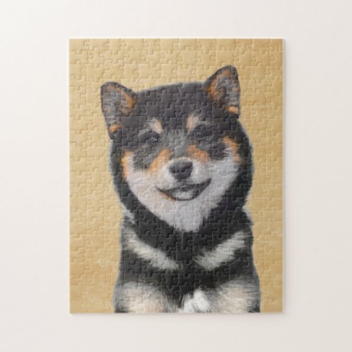 Shiba Inu Black and Tan Painting _ Dog Art Jigsaw Puzzle