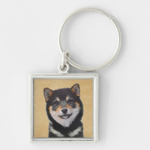 Shiba Inu (Black and Tan) Painting - Dog Art Keychain
