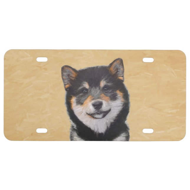 Shiba Inu (Black and Tan) Painting - Dog Art License Plate (Front)
