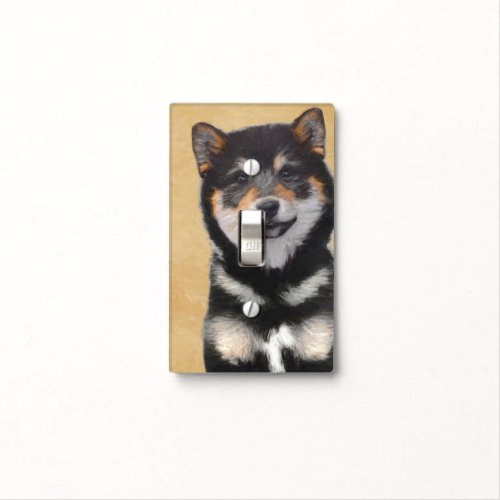 Shiba Inu Black and Tan Painting _ Dog Art Light Switch Cover