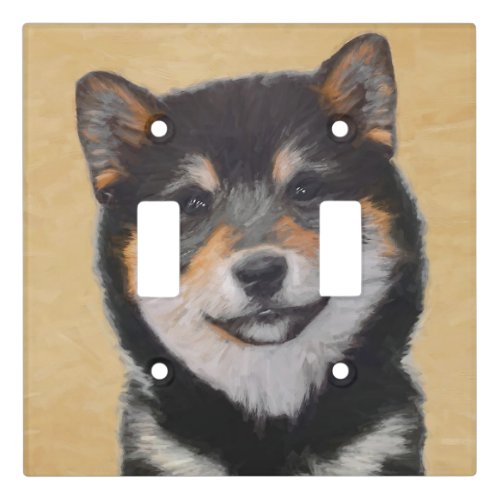 Shiba Inu Black and Tan Painting _ Dog Art Light Switch Cover