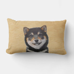 Shiba Inu (Black and Tan) Painting - Dog Art Lumbar Pillow