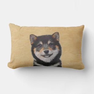 Shiba Inu (Black and Tan) Painting - Dog Art Lumbar Pillow