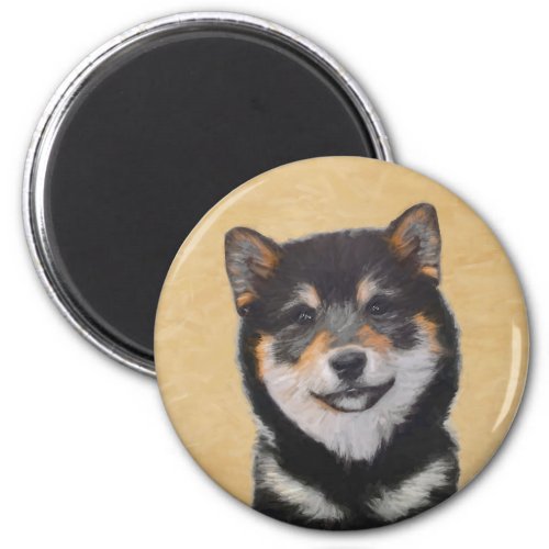 Shiba Inu Black and Tan Painting _ Dog Art Magnet