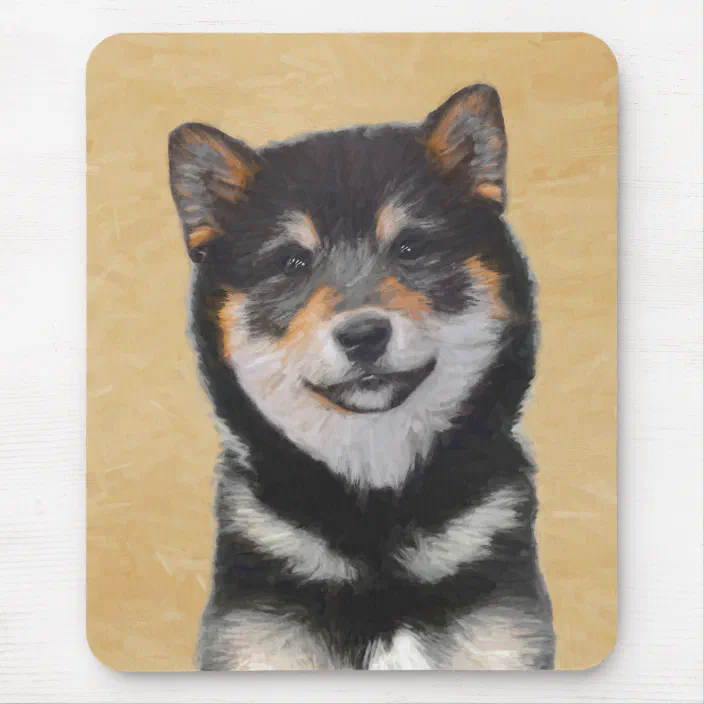 Shiba Inu Black And Tan Painting Dog Art Mouse Pad Zazzle Com